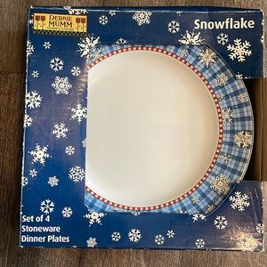 Vintage Debbie Mumm Sakura 4 pack stoneware Dinner Plates- In original package